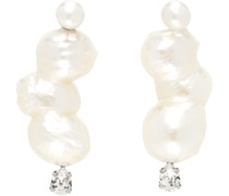 White Crystal Peanut Pearl Earrings