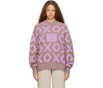 Beige & Purple Jacquard Sweater
