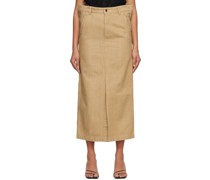 Beige Flat Denim Maxi Skirt