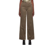 Taupe Button-Fly Trousers