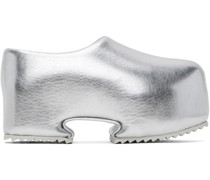 Silver Clog Slip-On Loafers