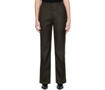 Khaki Slit-Cuff Bootcut Trousers