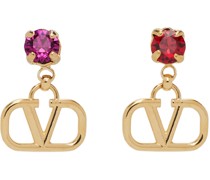 Gold & Pink VLogo Signature Earrings