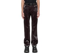 Burgundy 'ATT1%TUDE' Always Glossy Faux-Leather Trousers