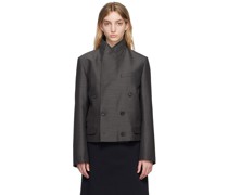 Gray Double-Breasted Blazer