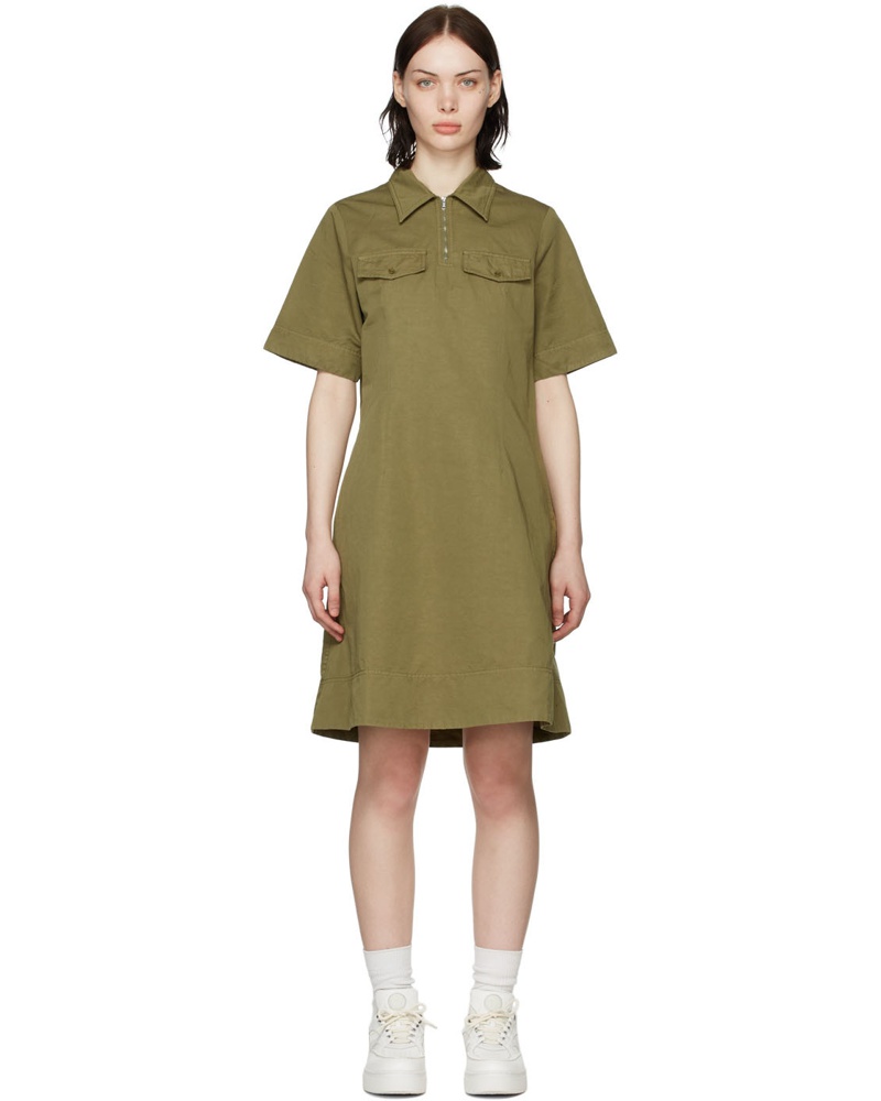 YMC Damen Khaki Harvest Midi Dress