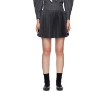 Gray Frayed Swishy Pleated Miniskirt