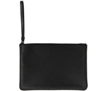 Black Large Grained Leather Pouch