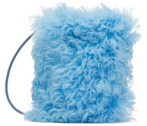 Blue Shearling Small Shoulder Bag