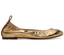Gold Leather Ballerina Flats