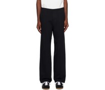 Black Textured Band Trousers