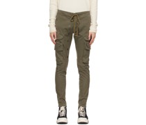 Green Press-Stud Cargo Pants