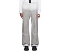 White & Gray Overdyed Carpenter Trousers