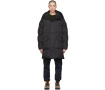 Black Garment-Dyed Crinkle Reps NY Down Jacket