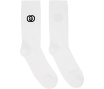 White Embroidered Socks