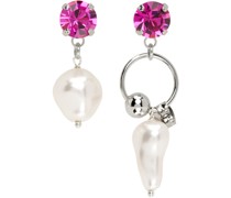 Silver & Pink Stan Clip-On Earrings