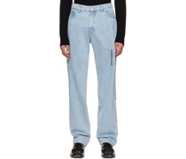 Blue Pinched Straight Jeans