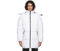 White Long Hooded Puffer Jacket