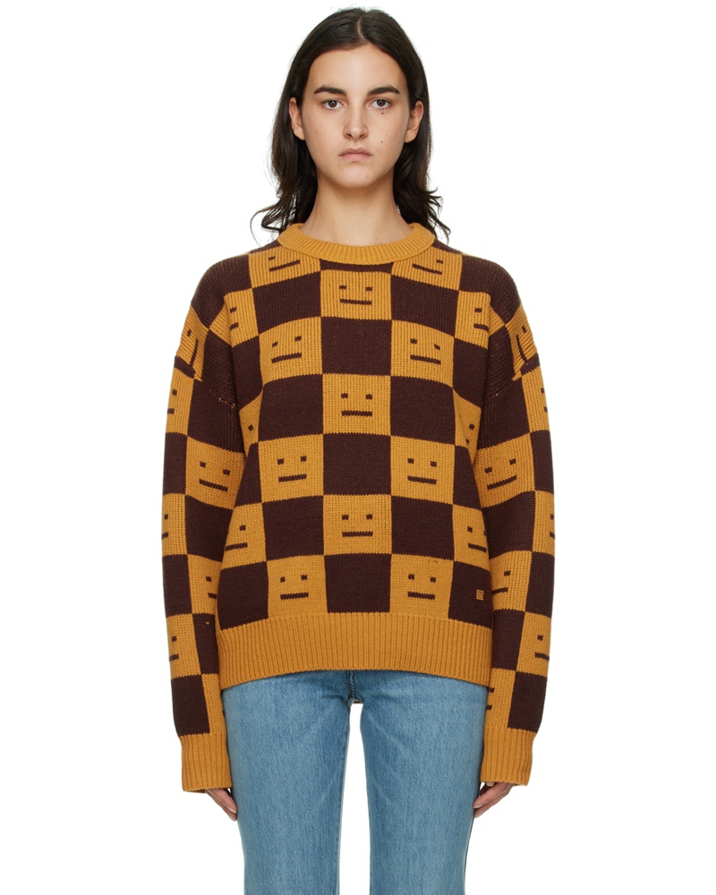 Acne Studios Damen Orange & Brown Crewneck Sweater
