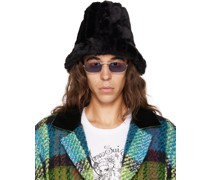 SSENSE Exclusive Black Faux-Fur Bucket Hat