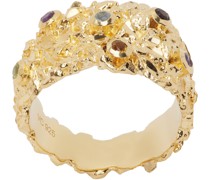 Gold Pebbled Stone VC011 Ring