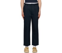 Navy Double-Pleat Trousers