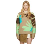 Beige & Green Flower Sweater