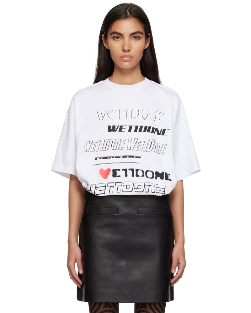 WE 11 DONE Damen White Love T-Shirt