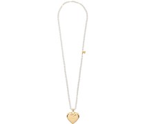 White & Gold #5001 Heart Micro Bag Necklace