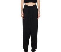 Black Asymmetric Straight Trousers