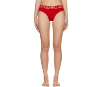 Red Greca Border Bikini Bottoms