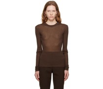 Brown Crewneck Long Sleeve T-Shirt
