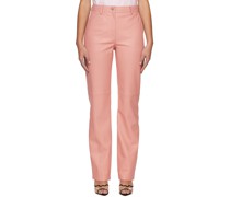 Pink Paneled Leather Pants