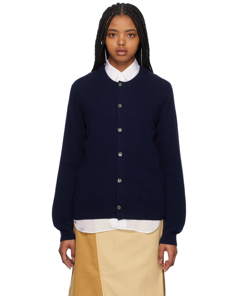 Comme des Garçons Damen Navy Crewneck Cardigan