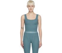 Blue Cotton Rib Crop Tank Top