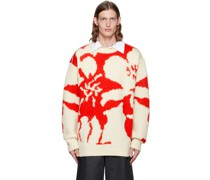 Off-White & Red Jacquard Sweater