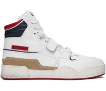 White & Navy Alseeh High Sneakers