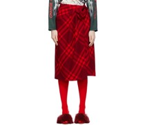 Red Check Midi Skirt