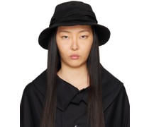 Black Crepe de Chine Cross Gather Hat