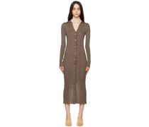 Taupe Buttoned Midi Dress