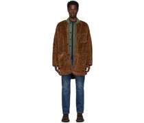 Brown Fishtail Faux-Fur Coat