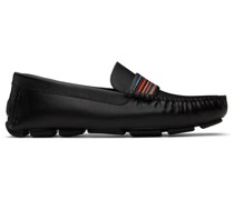 Black Colima Leather Loafers