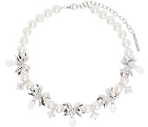 White Crystal Bow Necklace
