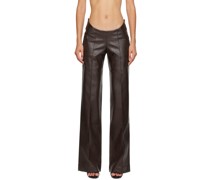Brown Tolobu Faux-Leather Trousers