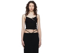 Black Laced Tie Knit Tank Top