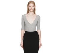 Gray Ribbed Bodysuit