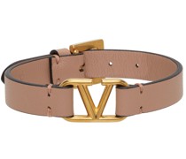 Pink Leather VLogo Bracelet