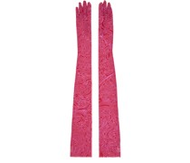 Red & Pink Printed Mesh Gloves