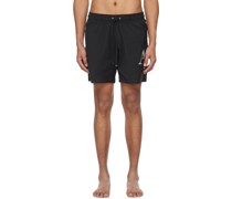 Black Staggered Chrome Swim Shorts