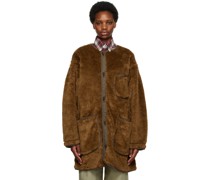 Brown Fishtail Faux-Fur Coat